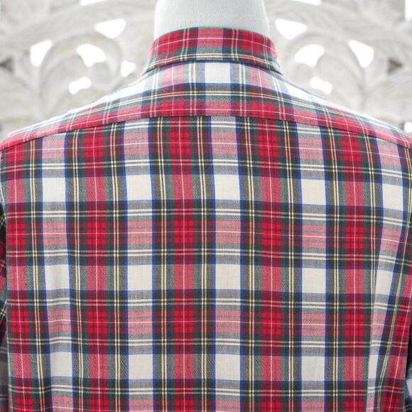 L.L. Bean Men's L Red Green Plaid Shirt Button Down Long Sleeve Cotton Vintage - Picture 11 of 12